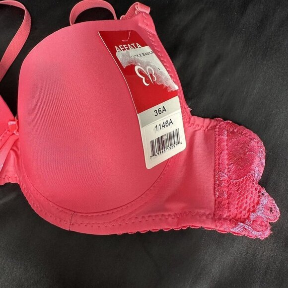 Affata Pink Bra Silky Lace Detail Convertible Removable Straps Push Up - Picture 3 of 11